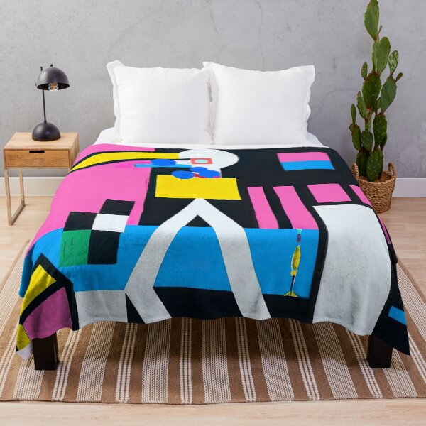 Item preview, Playful Geometric Abstract Art - Backyard Scene - Retro - Vibrant Colours on White designed and sold by Inomaly Art.