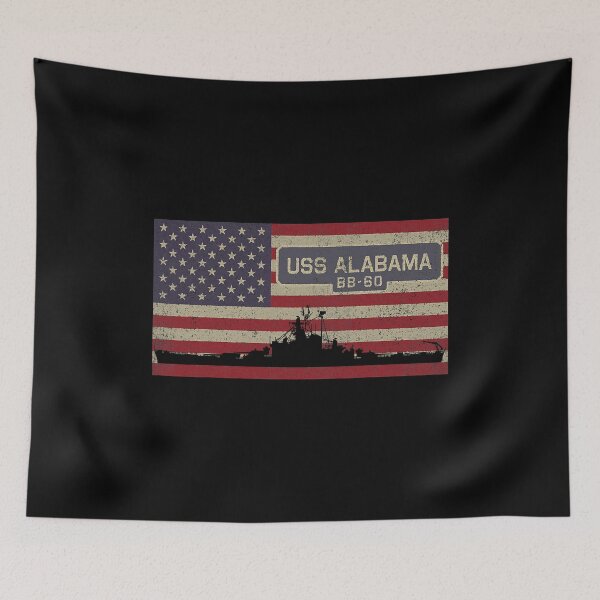 Item preview, USS Alabama BB-60 WW2 Battleship USA American Flag designed and sold by JackSadowski.