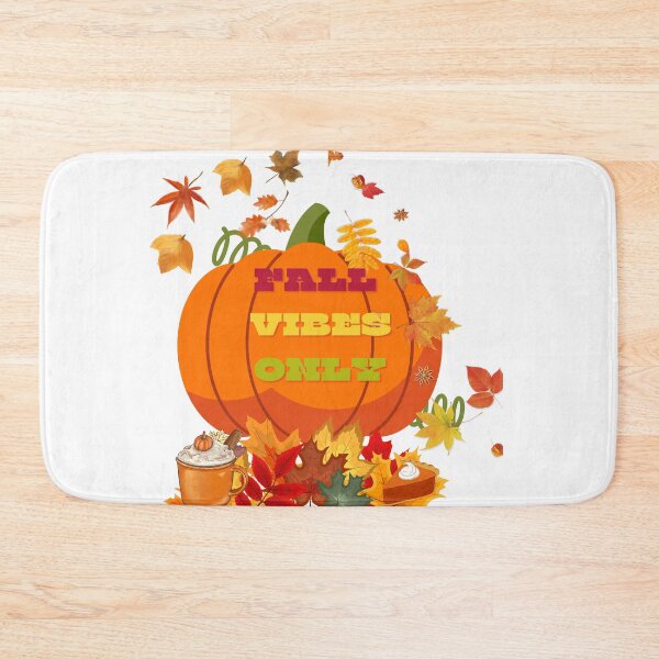 Item preview,  Cute Leaves Orange Pumpkin, Colorful Bubble Letters Fall Vibes Only  designed and sold by Darlene Douglas-Jackson.