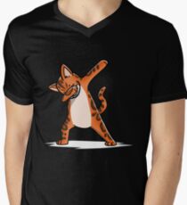 Funny Dabbing Bengal Cat Men's V-Neck T-Shirt
