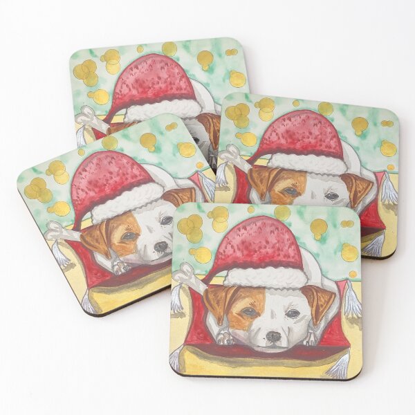 Item preview, Gouache Christmas dog lying down designed and sold by altairaleon.