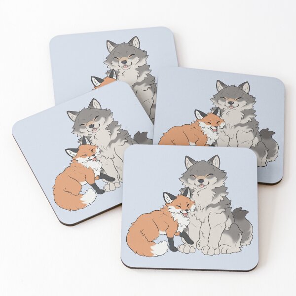 Item preview, Cuddling Fox and Wolf designed and sold by SleepingFoxArt.