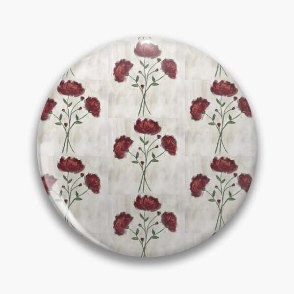 Item preview, Red Flowers with buds on textured background in impressionist style designed and sold by Jane Domenech.