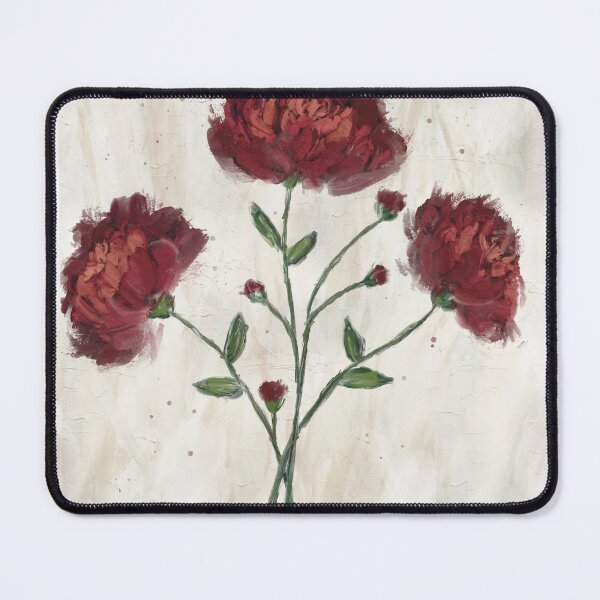 Item preview, Red Flowers with buds on textured background in impressionist style designed and sold by Jane Domenech.