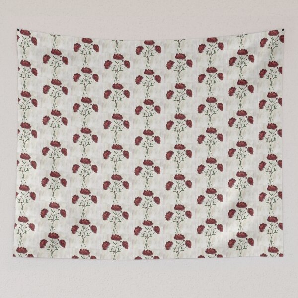 Item preview, Red Flowers with buds on textured background in impressionist style designed and sold by Jane Domenech.