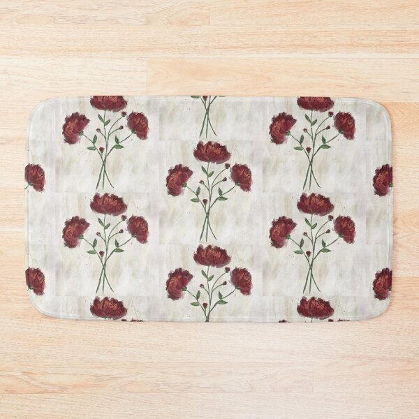 Item preview, Red Flowers with buds on textured background in impressionist style designed and sold by Jane Domenech.
