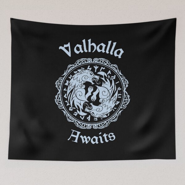 Item preview,  Valhalla Awaits - Yellow Purple Viking Wolfs designed and sold by Georgy09.