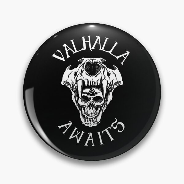 Item preview, Valhalla Awaits - Black and White Viking Wolfs Skull designed and sold by Georgy09.