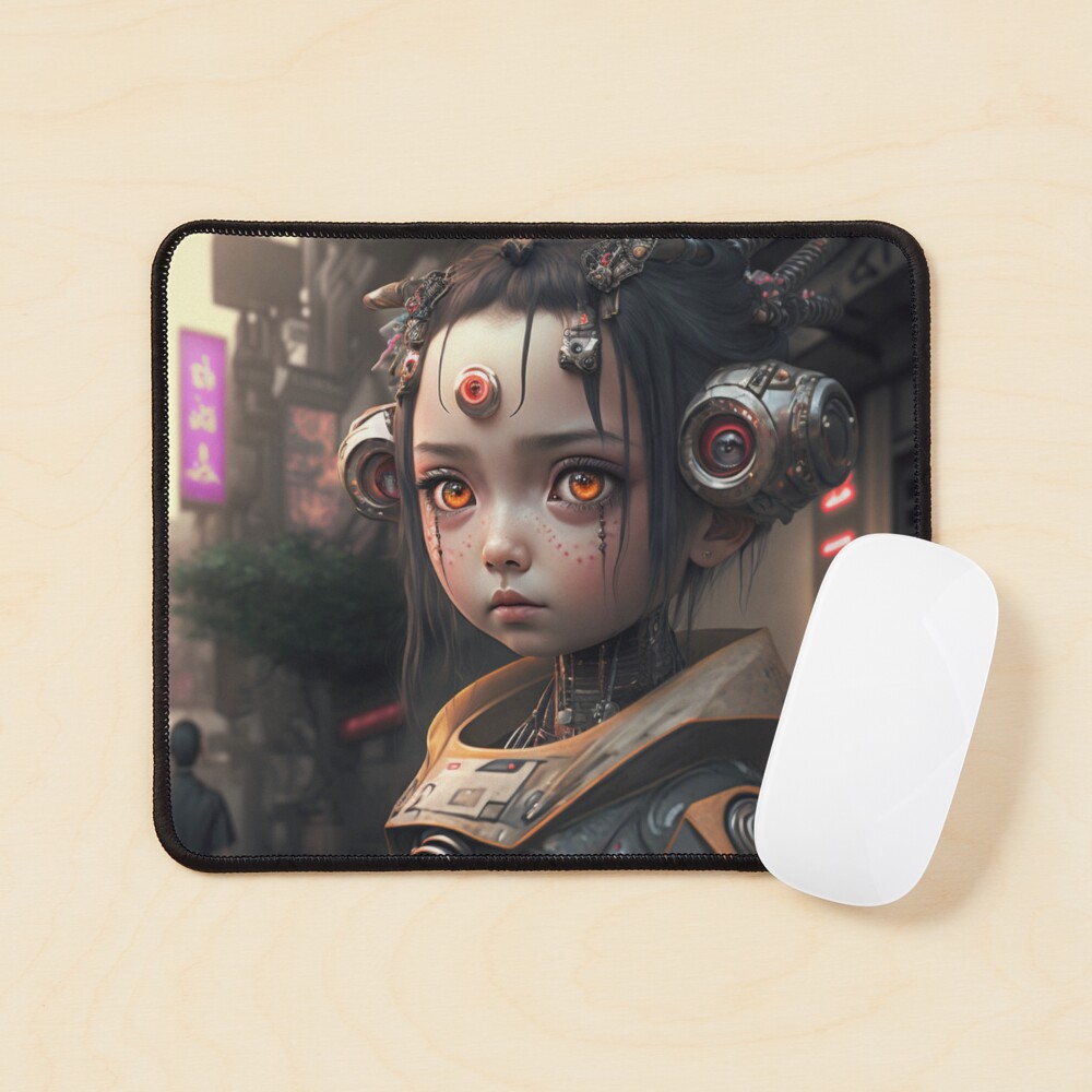 "AI Chibi Cyberpunk Girl" Mouse Pad for Sale by AIArtbyChira