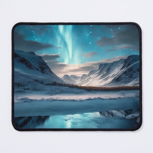 Item preview, AURORA BOREALIS Teal Blue Northern Lights Winter Landscape Photography  designed and sold by BEAUHOUS.