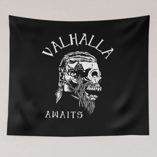 Item preview,  Valhalla Awaits - Viking Skull Black and White designed and sold by Georgy09.