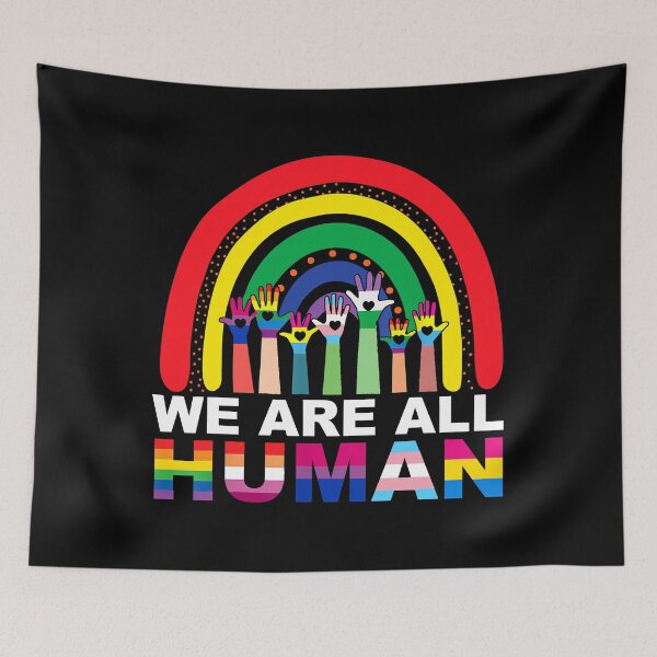 Item preview, We Are All Human Pride Ally Rainbow LGBT Flag Gay Pride designed and sold by Helbon-art.