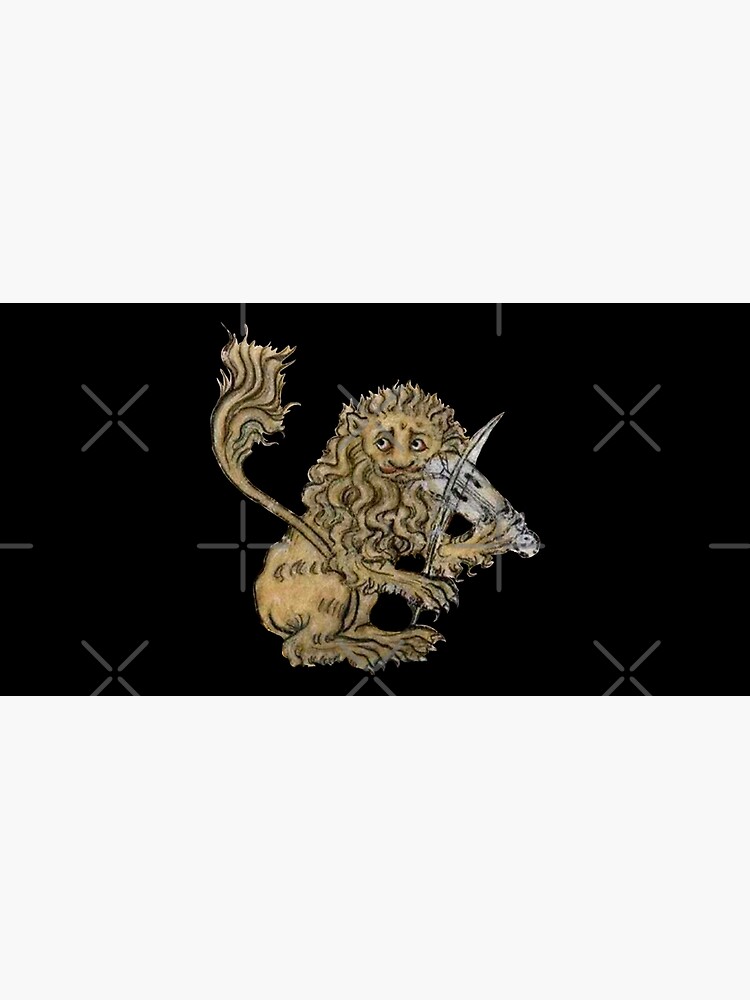 Imagen 5 de 5, Alfombrilla de ratón con la obra Medieval Lion Playing Music - Arte de la Edad Media, diseñada y vendida por Qrhoo.