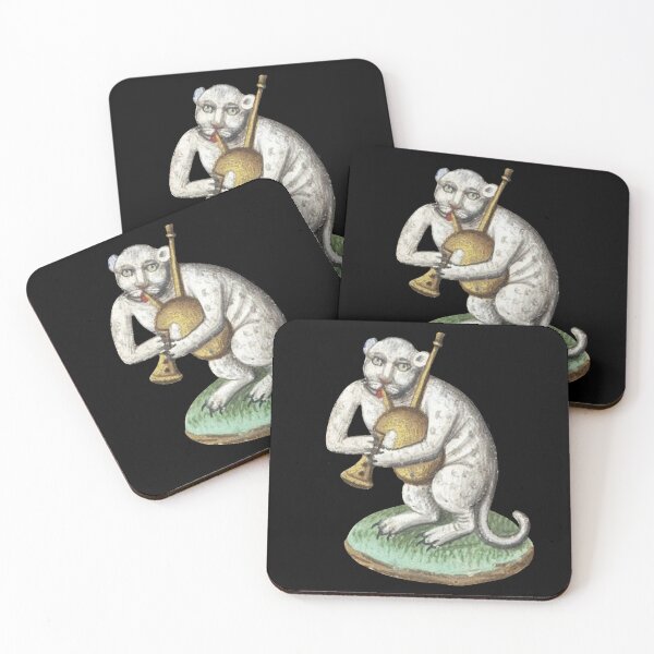 Item preview, Medieval white cat leopard animal creature Playing Music - Middle Ages Art designed and sold by Qrhoo.