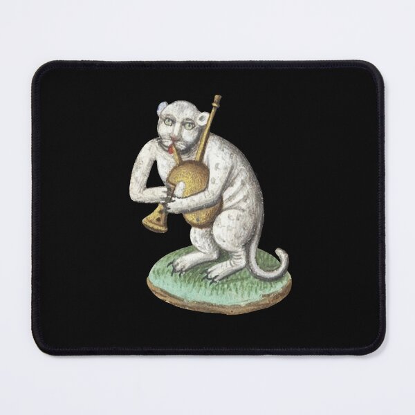 Item preview, Medieval white cat leopard animal creature Playing Music - Middle Ages Art designed and sold by Qrhoo.