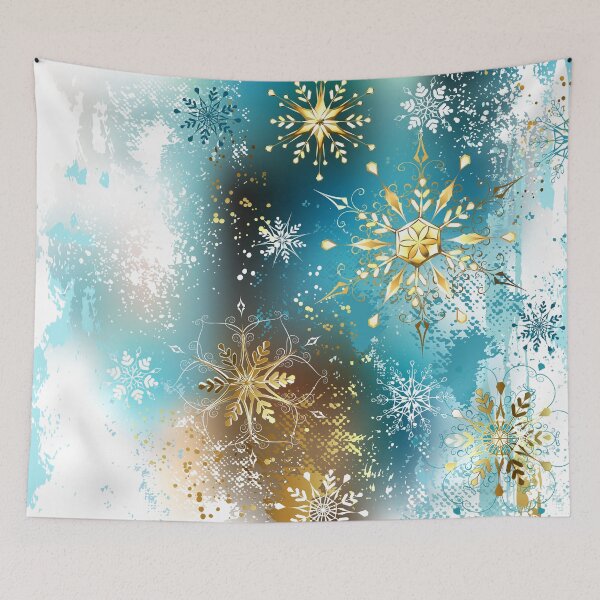 Item preview, Blue background with Gold Snowflakes designed and sold by Blackmoon9.