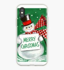 Vintage Christmas Snowman iPhone Case