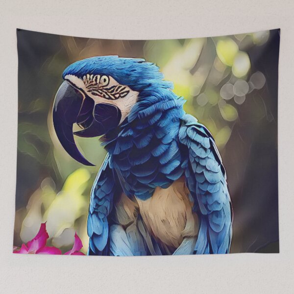 Item preview, Brazilian Blue Macaw With Hibiscus Flowers designed and sold by Heathermarie321.