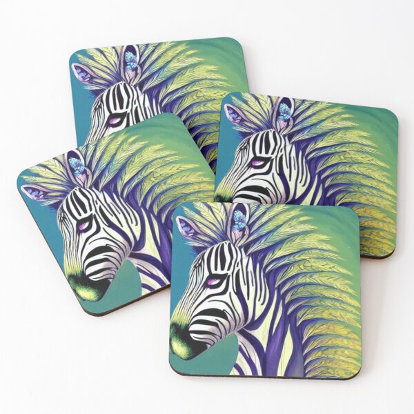 Item preview, African Zebra with green nature tones, Majestic, Fantasy and futuristic  designed and sold by Huesoffun.
