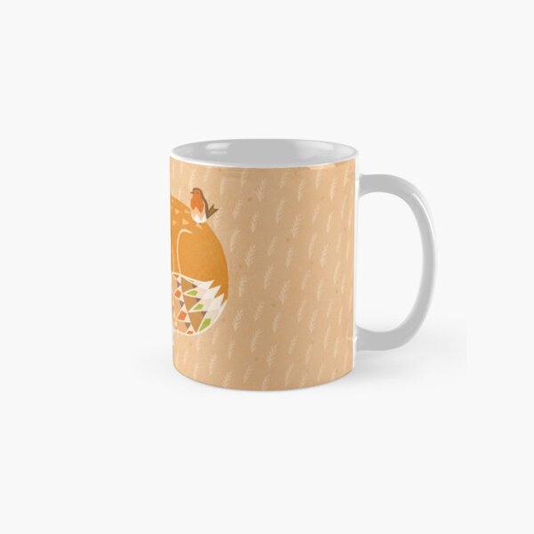 Sleeping fox & robin geometric pattern illustration Tasse (Standard)