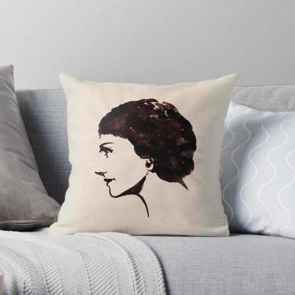Gabrielle Chanel (Ink on paper) Throw Pillow for Sale by steamdesign
