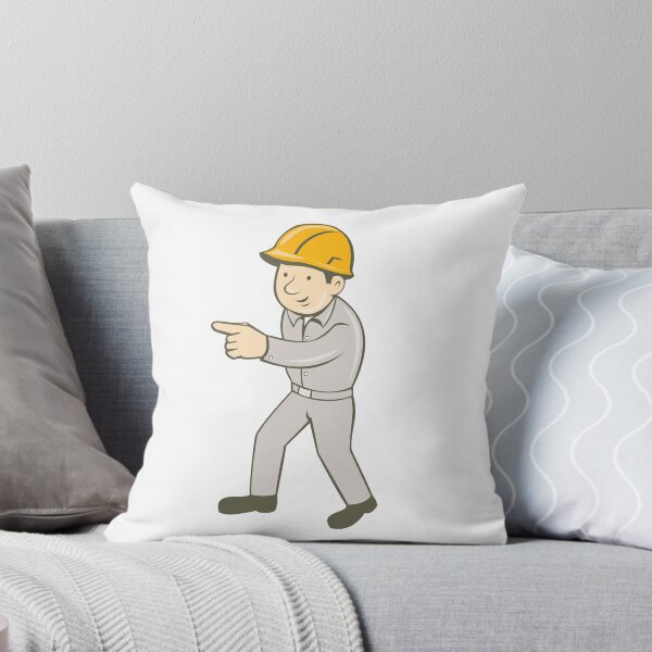 Item preview, Builder Construction Worker Pointing Cartoon designed and sold by patrimonio.