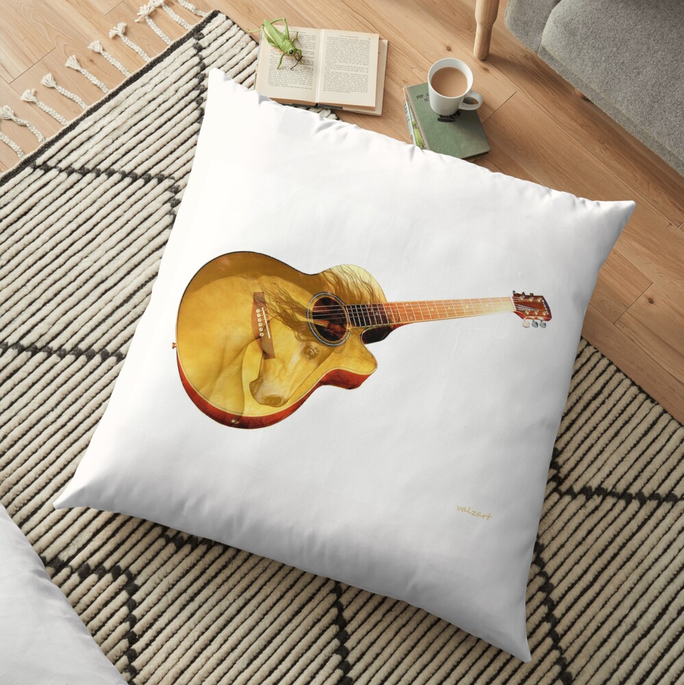 The guitar is a lady Floor Pillow