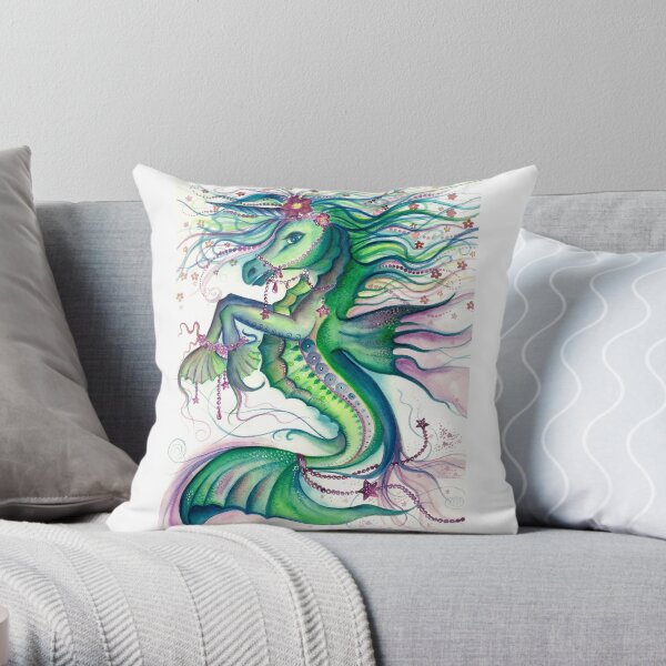 Mystic Sea Horse Throw Pillow