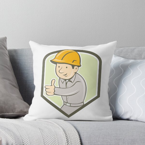 Item preview, Builder Construction Worker Thumbs Up Shield Cartoon designed and sold by patrimonio.