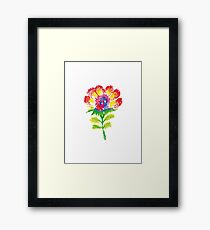 Oil pastel childlike stylized flower. Framed Print