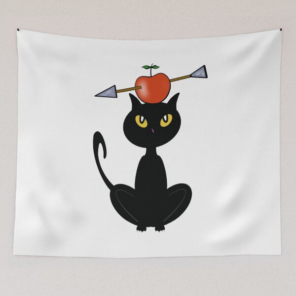 Item preview, Cat with apple and arrow on head designed and sold by BusyMonkeys.