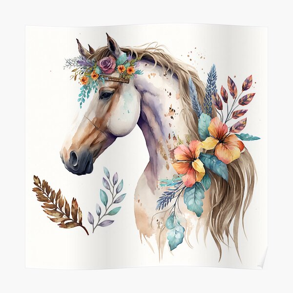 "Watercolor Horse Beautiful Horse Painting" Poster for Sale by