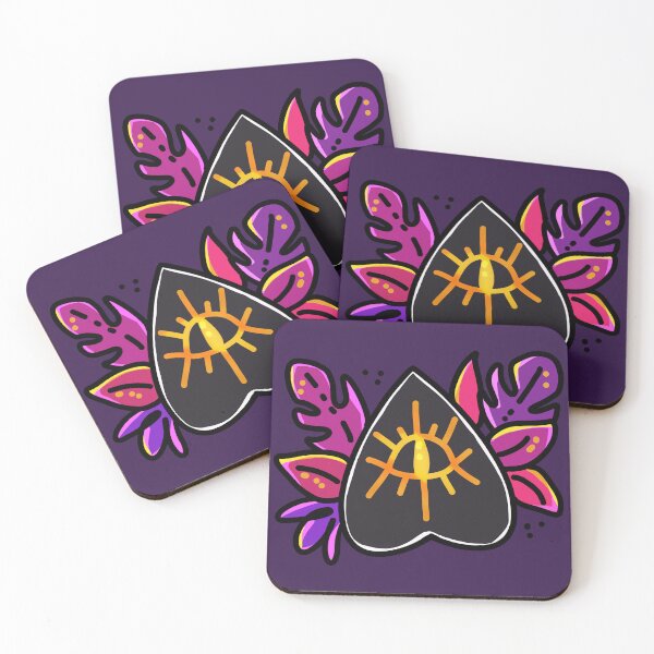 Item preview, Witchy Ouija Spirit Board Planchette & Leaves (Pink & Purple) designed and sold by almaasi.