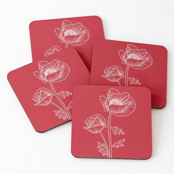 Item preview, Poppy White Fine Line Drawing designed and sold by BluebellPainter.