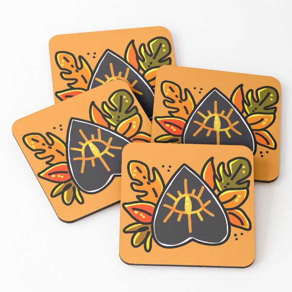 Item preview, Witchy Ouija Spirit Board Planchette & Leaves (Autumn / Fall / Orange) designed and sold by almaasi.