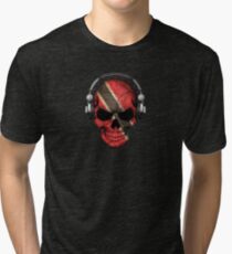 Dj Skull with Trinidad and Tobago Flag Tri-blend T-Shirt