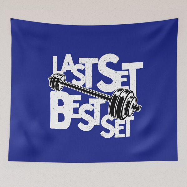 Item preview, Last Set Best Set - Workout Motivational Shirt with Barbell White designed and sold by Gay-Koala.