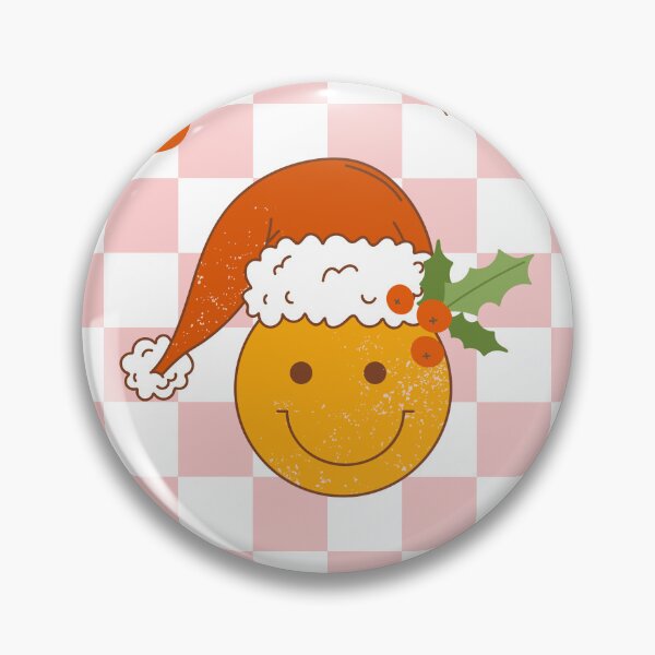 Artikelvorschau, Retro-Vintage-Weihnachtsmuster mit Lächelngesicht, Stechpalme, Schneeflocke, Fichte auf trippigem Gitterhintergrund. entworfen und verkauft von CoCoArt-Ua.