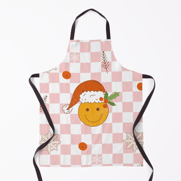 Item preview, Retro vintage Christmas pattern with smile face, holly, snowflake, spruce on trippy grid background. designed and sold by CoCoArt-Ua.