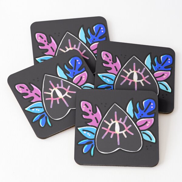 Item preview, Witchy Ouija Spirit Board Planchette & Leaves (Winter / Trans Flag) designed and sold by almaasi.