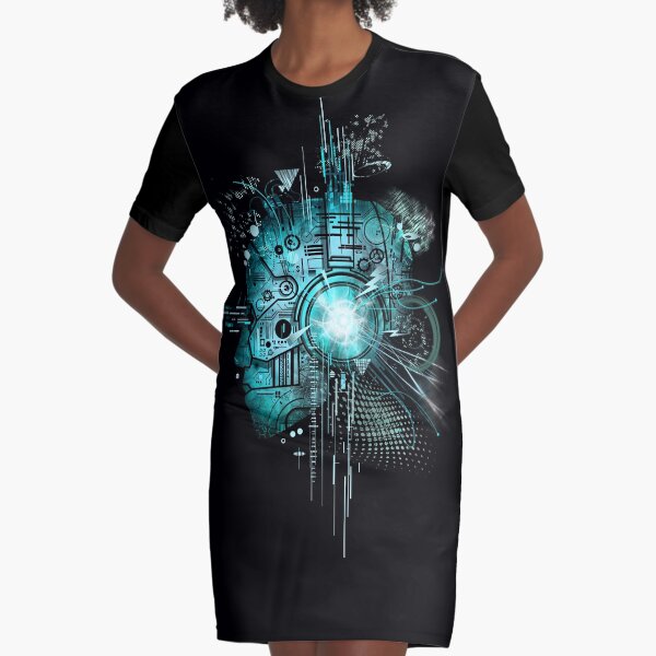 TECHNO Graphic T-Shirt Dress