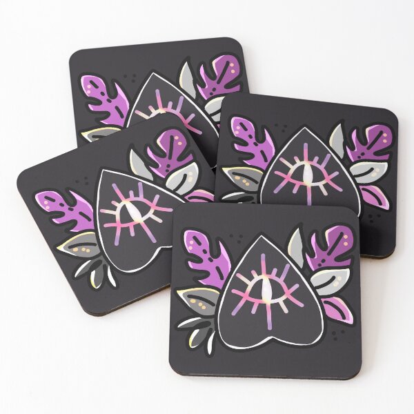 Item preview, Witchy Ouija Spirit Board Planchette & Leaves (Purple / Asexual Flag) designed and sold by almaasi.