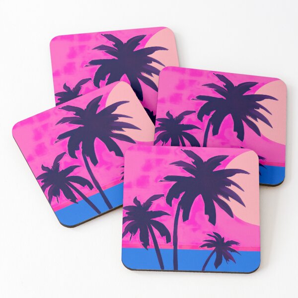 Item preview, Sunset over the water with palm trees designed and sold by citypopstudio.