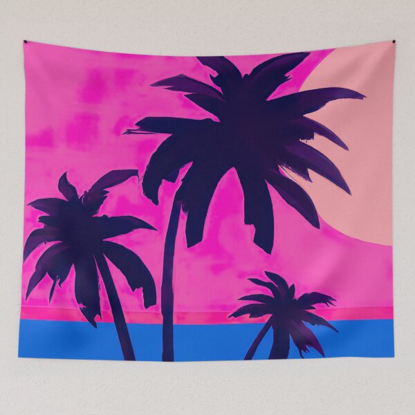 Item preview, Sunset over the water with palm trees designed and sold by citypopstudio.