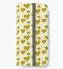Antikes Moos gelbe Herzen iPhone Flip-Case/Hülle/Klebefolie