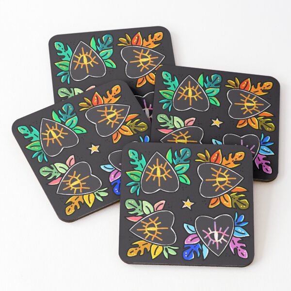 Item preview, Sticker Set / Witchy Ouija Spirit Board Planchette & Leaves (Spring / Summer / Autumn / Winter) designed and sold by almaasi.