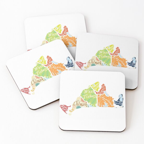map of martha's vineyard Coasters (Set of 4)
