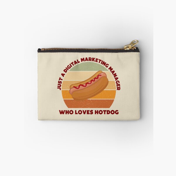 Item preview, Just a digital marketing manager who loves hotdog, dark text, funny food lovers marketing manager job, humor, joke, meme, hotdog lover designed and sold by SGS-.