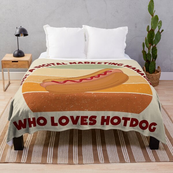 Item preview, Just a digital marketing manager who loves hotdog, dark text, funny food lovers marketing manager job, humor, joke, meme, hotdog lover designed and sold by SGS-.