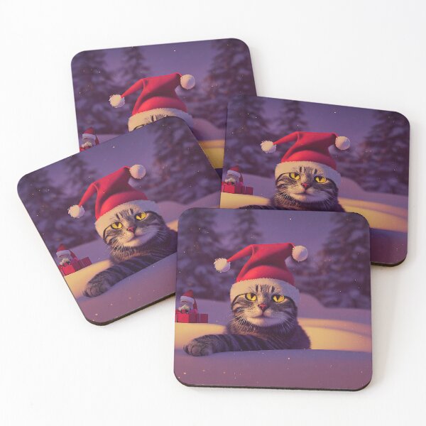 Item preview, Cute cat wearing a santa claus hat designed and sold by MimozaStudio.